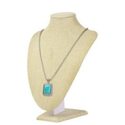 Linen Necklace Jewelry Display Bust Stand - Freestanding Pendant Chain Chokers Lockets Holder Storage Organizer Figure, 9.6 inch (Beige)