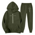 thumbnail image 4 of Aihuaihua Jesus Sweatsuits 2 Piece for Men Religious Letter Graphic Print Sportswear Gym Workout Sets Pullover Hoodies and Sweatpants Army Green L, 4 of 5