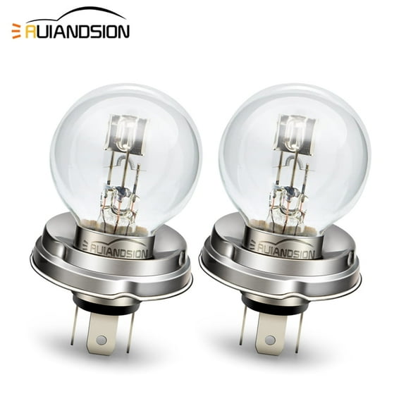 Ruiandsion P45T Motorcycle Halogen Bulb, 6V 45/40W 600 LM Warm White, Non-Polarity High/Low Beam, Waterproof for Headlight Replacement,2-Pack