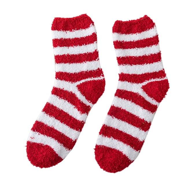 Lady Senior Plush Sleeping Socks Home Coral Velvet Socks Christmas Socks