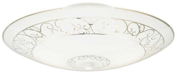 2 Light Semi-Flush White Finish with White Scroll Design Glass