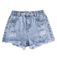 thumbnail image 5 of Mifsaly Girls Casual Denim Shorts Kids Distressed Ripped Pull-On Jeans with Pockets, 5 of 8
