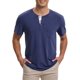 thumbnail image 1 of Camisetas Henley para hombres INSPIRE CHIC, casuales de verano, de manga corta, con botones, camiseta básica, M azul, 1 of 6