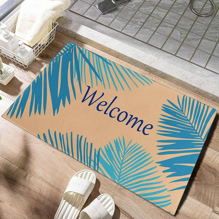 30 Blue, Green & Brown Rectangular Welcome Beach Basic Coir Door Mat