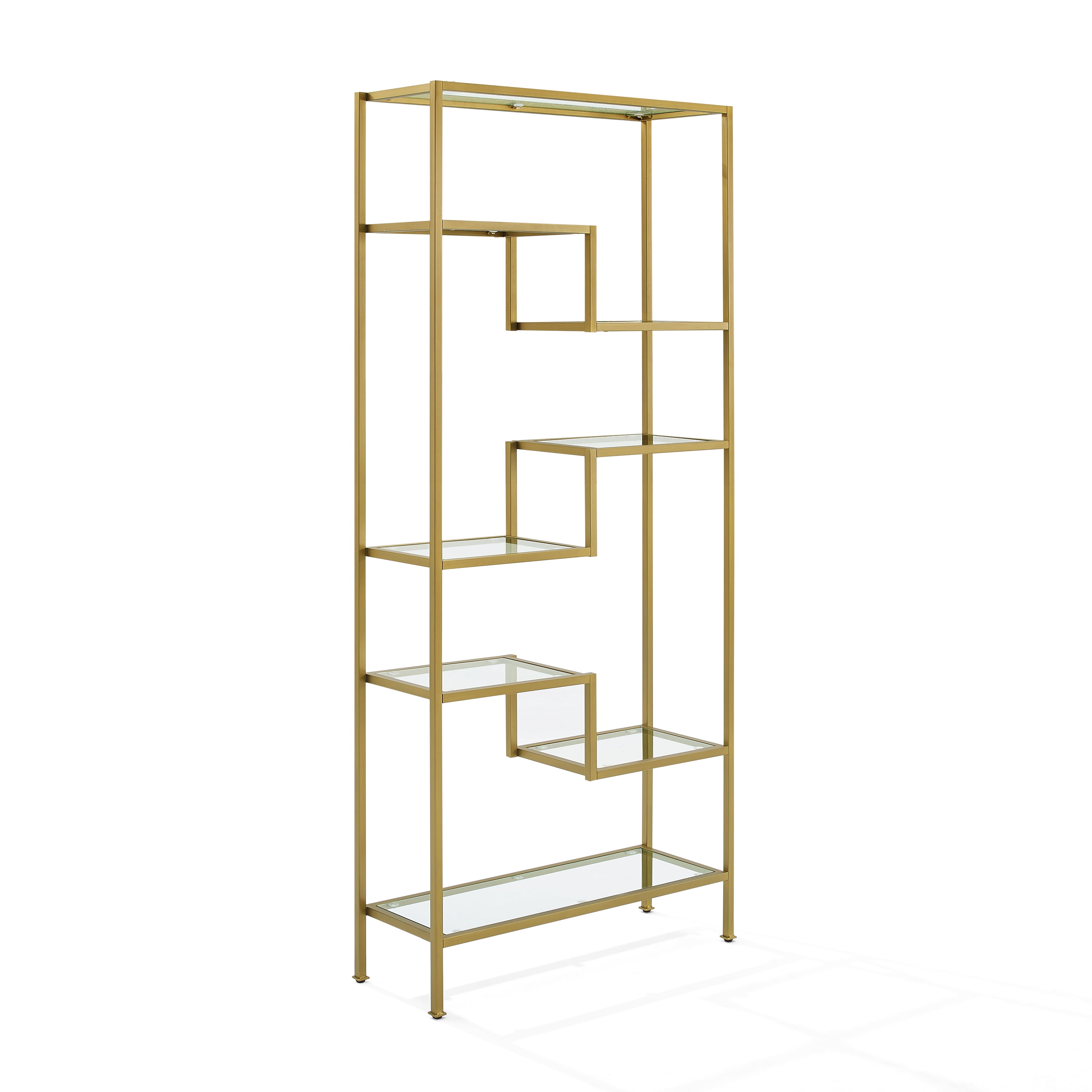 Crosley Furniture Sloane Art Deco Glass Metal Etagere in Gold