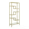 thumbnail image 5 of Crosley Furniture Sloane Art Deco Glass Metal Etagere in Gold, 5 of 7