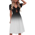 thumbnail image 2 of Vestido de verano con lazo de manga corta con cuello en V de moda casual para mujer Vestidos estampados de verano Pompotops ghjkhdj14298, 2 of 5