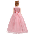 thumbnail image 4 of IBTOM CASTLE Girls Flower Vintage Lace Princess Long Dress for Kids Tulle Pageant Formal Party Wedding Floor Dance Evening Gown 11-12 Years Pink, 4 of 8