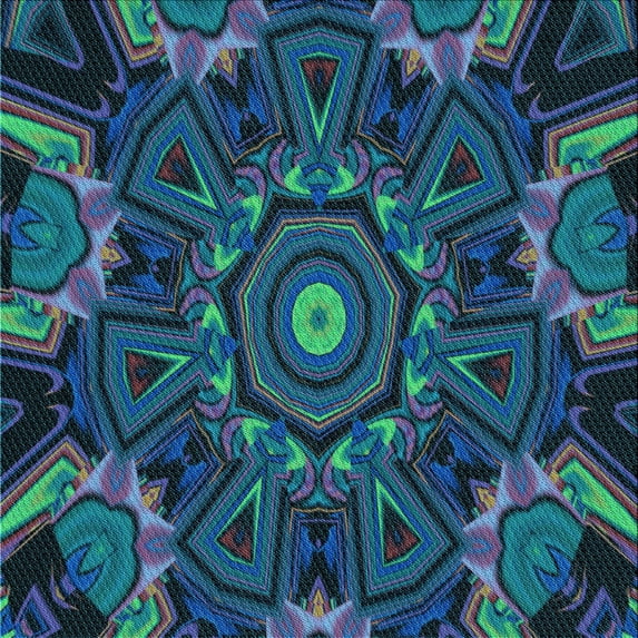 Ahgly Company Indoor Square Patterned Deep-Sea Blue Area Rugs, 7' Square