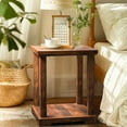 thumbnail image 3 of Waterproof End Table for Living Room, Easy Assembly Side Tables, Modern Bedside Nightstand, 2'' Tabletop Thickness, Vintage Brown, 3 of 9