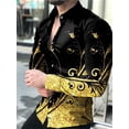 thumbnail image 1 of Camisas hawaianas de manga larga Camisas doradas Camisas de moda para hombre Blusas de solapa para hombre Ropa para hombre Blusa cubana de un solo pecho, 1 of 6