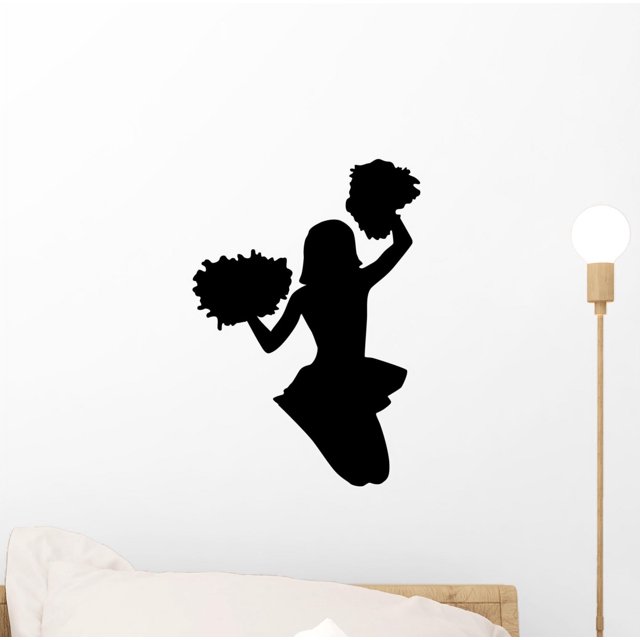 Cheer Silhouette Black Wall Decal by Wallmonkeys Peel and Stick Graphic