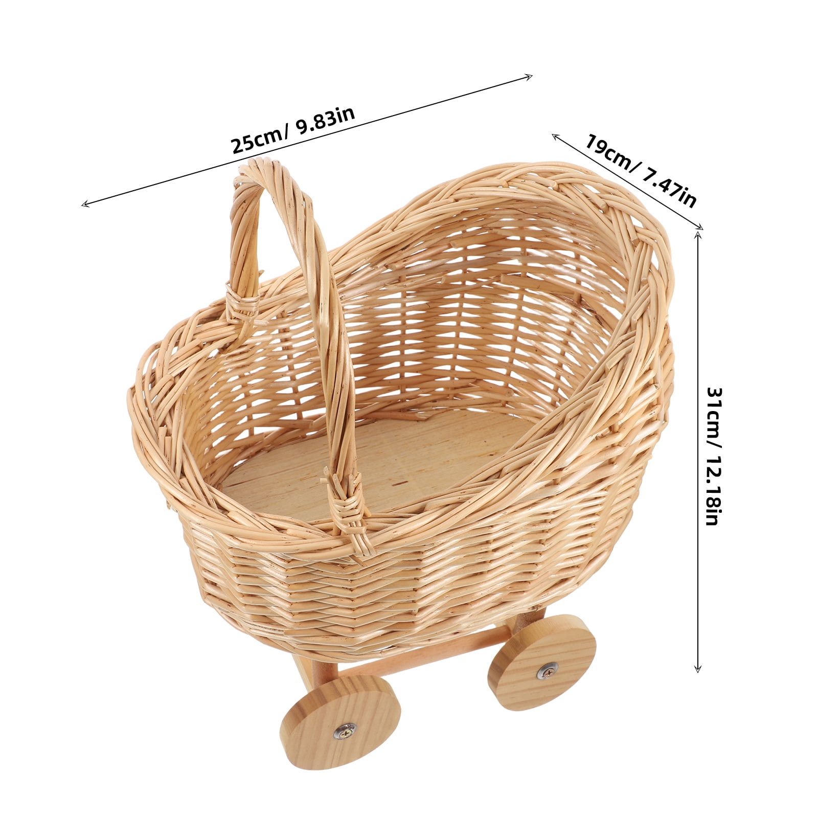 Stroller Flower Basket Baby Rolling Cart Woven Yellow