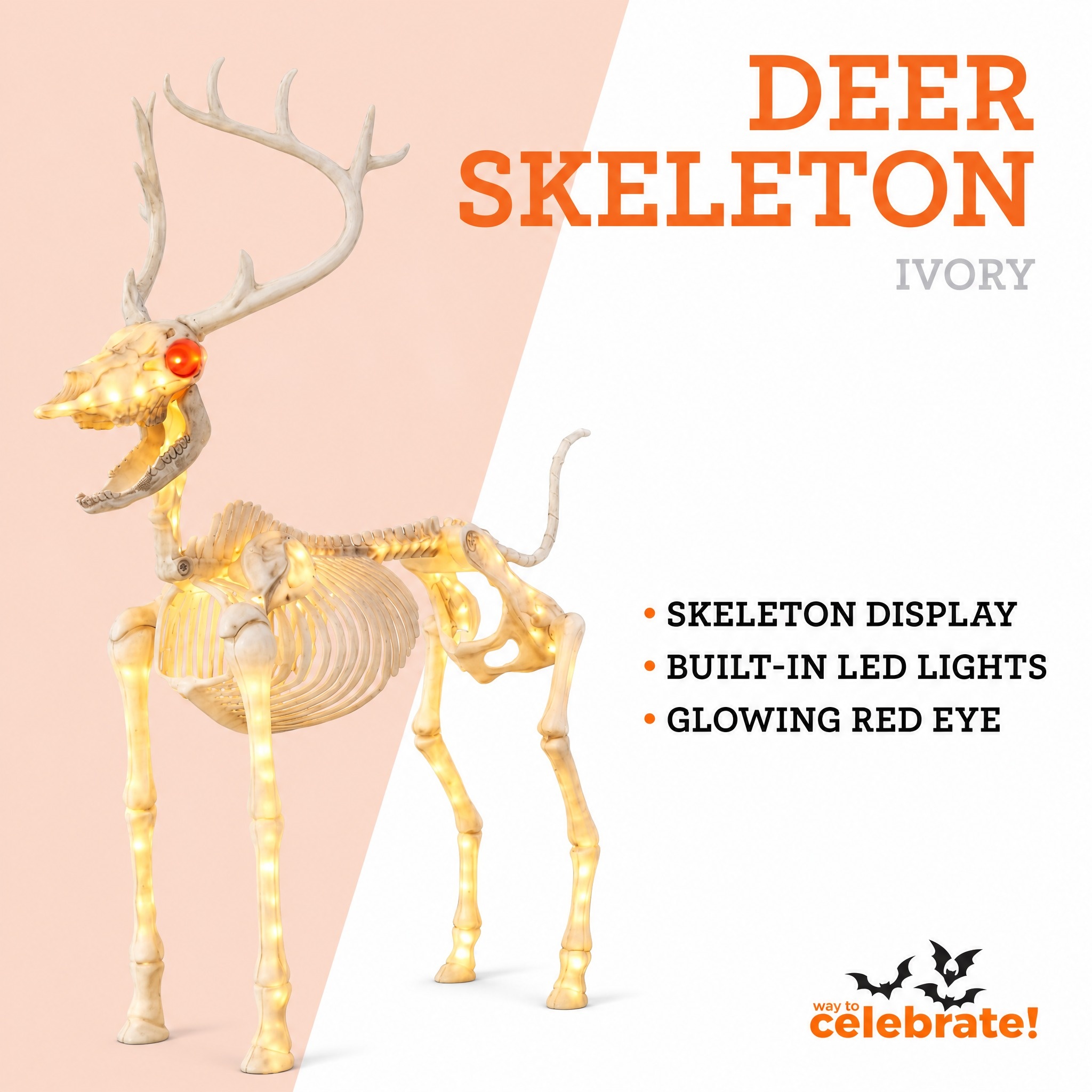 Way To Celebrate 60" Light-Up Deer Skeleton photo 3