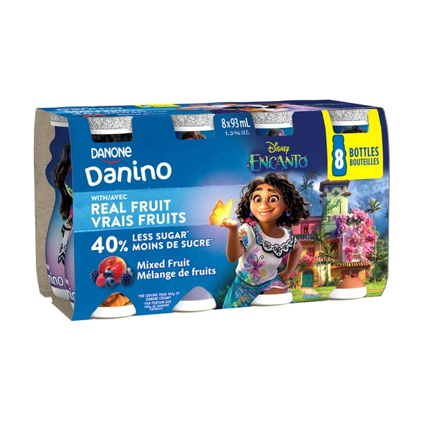 Danino Yogourt à boire pour enfants, Melange de fruits, Format Econo avec 8 bouteilles