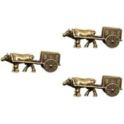 Set of 3 Cattle Table Decoration Brass Bull Copper Statue Ornament Vintage Craft