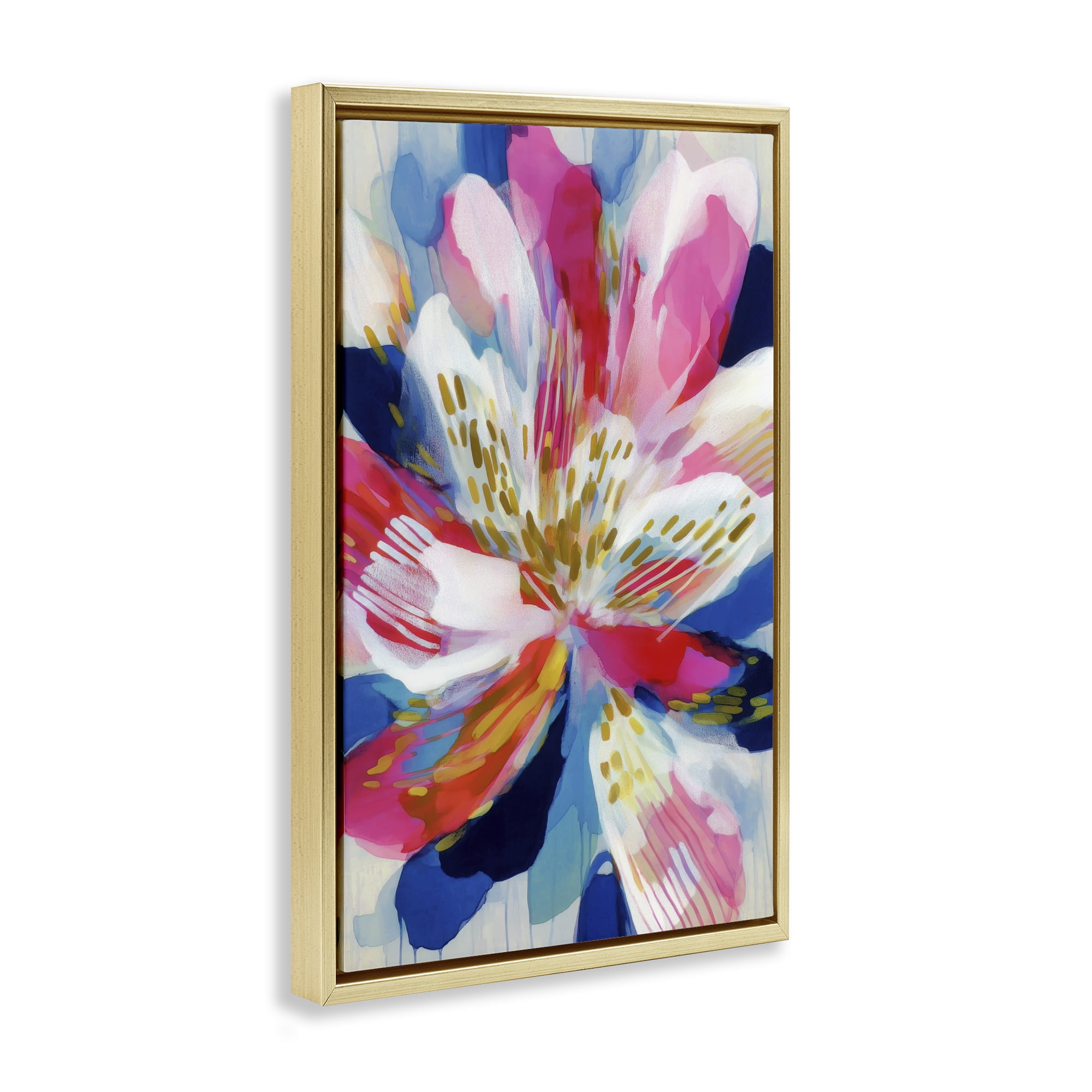 Stupell Industries Lily In Pink & Blue Gold Framed Floater Canvas Wall Art, design by Chromatic Storm Studio