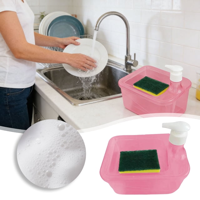 Washing Soap Dispenser Bowl 2 In 1 Dish Soap Dispenser And Sponge Holder For Kitchen Push Type Dishwashing Soap Dispenser Space Saving Hand Soap Dispenser Manual For Bathro Laundry Softener Dispenser
