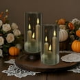 thumbnail image 5 of Debonair Flameless 3 Wicks LED Candles Set of 1 Acrylic Glass Pillars Battery Operated Flickering Candles for Home Decor Wedding Festival Cafe Restaurant Decor（5.9" x 2.7"）, 5 of 9