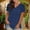 Navy, variant on QUNYINEY Short Sleeve Women Shirts Solid V Neck Casual Tops Plus Size Loose with Pocket Pullover Shirts