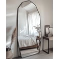 thumbnail image 3 of Antok Full Length Mirror 71" x 32" Large Floor Mirror Standing Mirror, Aluminum Wavy Frame, Wall Mounted or Leaning, Decorative for Living Room Bedroom Entryway, Black, 3 of 8