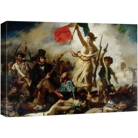 Liberty Leading The People by Eugene Delacroix Giclee Canvas Prints Wrapped Gallery Wall Art | Stretched and Framed Ready to Hang - 12"x 18"