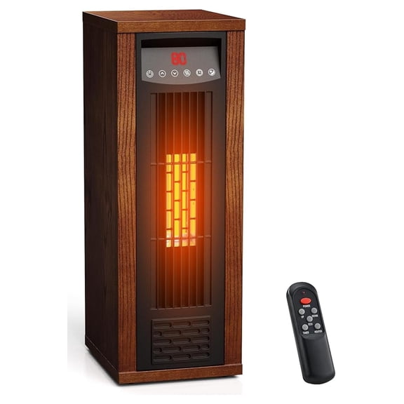 Infrared Space Heater, 1500W Electric Portable Heater with Control and Thermostat, Fast & Quiet Heating Tower Room Heater for Indoor Use, Bedroom, Office, Home, Chestnut