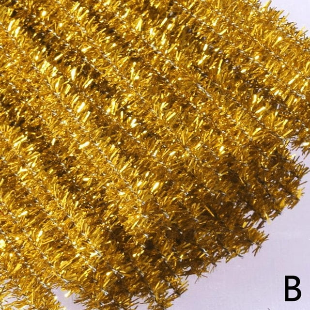 100 Pcs Paillettes Colorées Fils Duveteux Bâtons Torsadés Parfaits pour Matériel d'Art Floral Diy Craft