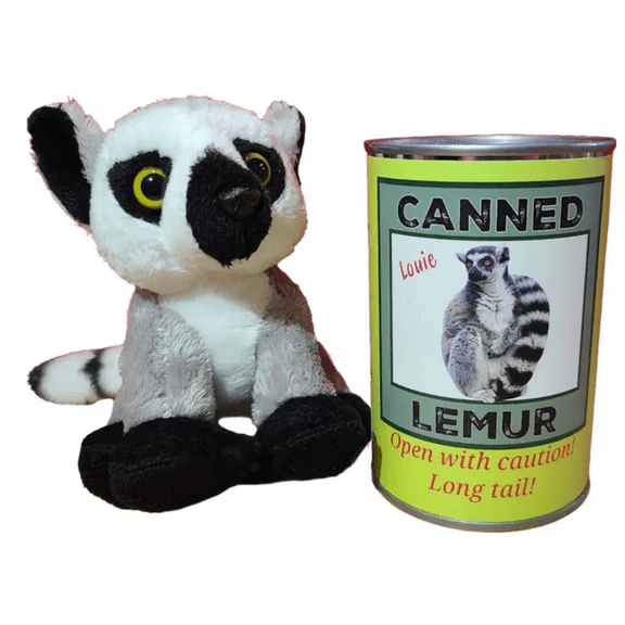 Canned Lemur Plush Unique Gift with Funny Jokes