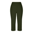 thumbnail image 7 of TQWQT Womens Capris for Summer High Waist Workout Yoga Pants with Pockets Tummy Control Leggings Wide Leg Crop Pants Army Green L, 7 of 7