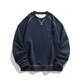 thumbnail image 2 of VSSSJ Men's Pullover Sweatshirt Cotton Casual Round Neck Long Sleeve Loose Fit Sweatshirt Tops with Pocket Streetwear Navy XXXXL, 2 of 9