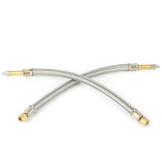 KIMISS Tire Valve Extension, 2Pcs Tire Valve Stem Extension Adaptor Stainless Steel Braided Car Universal 250mm
