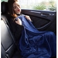 thumbnail image 3 of Manta de viaje suave y larga Bluehills Premium con almohada para vuelos en avión azul marino, 3 of 3