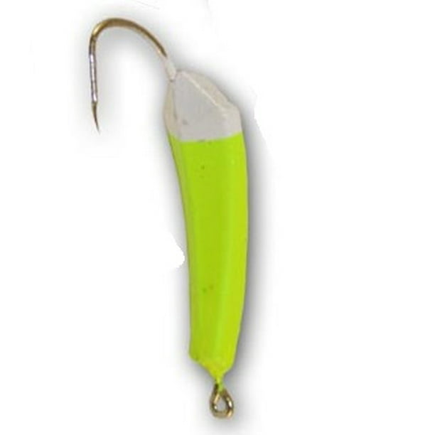 Buccaneer Wiggler Jig with Stinger Hook, Chartreuse & White, 1/2 Oz