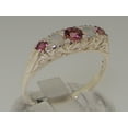 thumbnail image 2 of LBG British Made 9ct White Gold Natural Pink Tourmaline & Opal Womens Band Ring - 33 size options - Size 8, 2 of 8