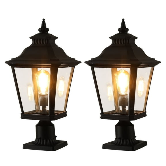 Lamparas Grandes Para Exterior Fixture 21 Inch Black Exterior Pillar Lantern Waterproof Anti-Rust Aluminum Large Outdoor Post Lamp with Base Mount Outside 2 Pack