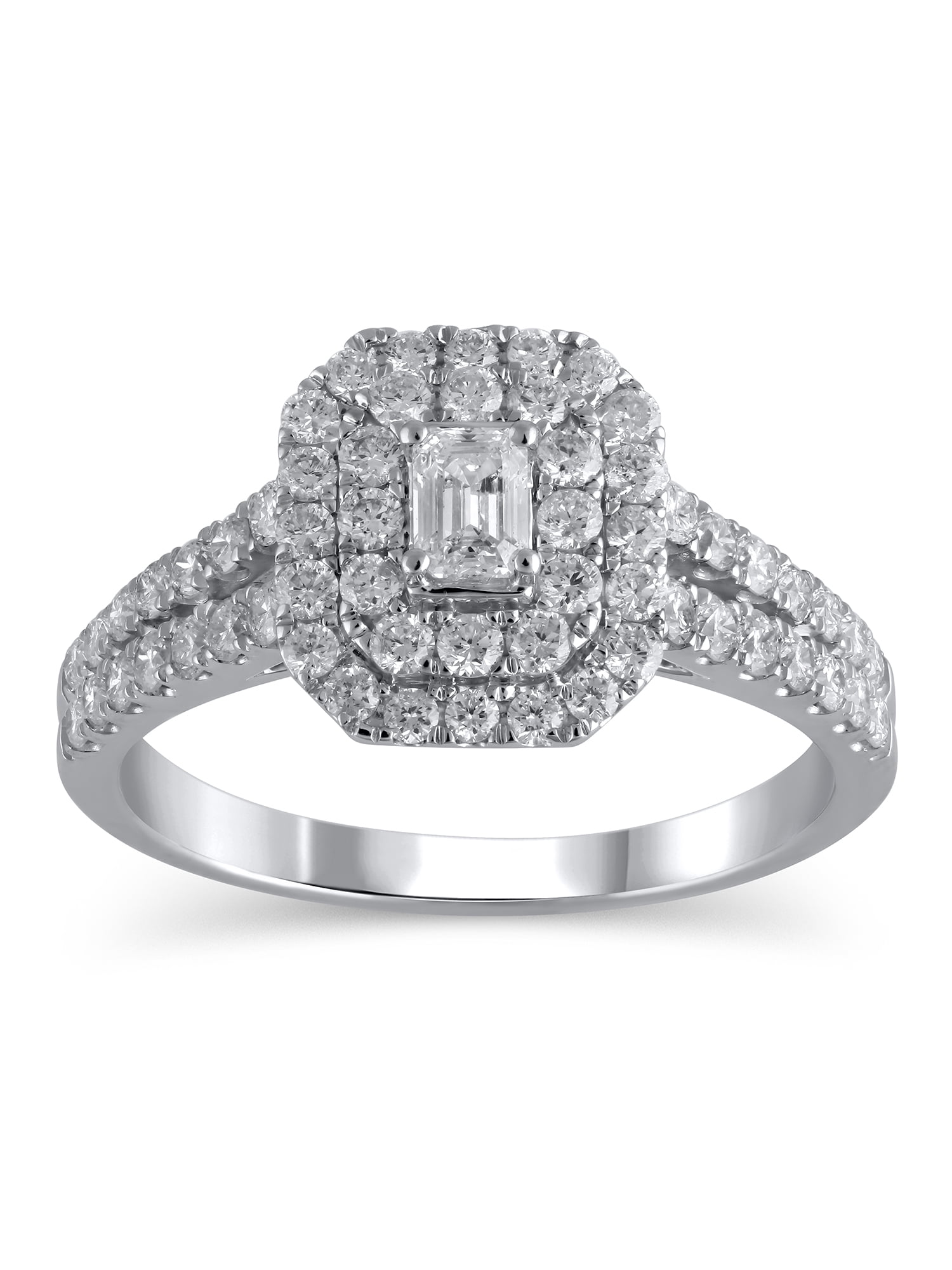 1 Carat T.W. (I2 clarity, H-I color) Brilliance Fine Jewelry Emerald cut Diamond Engagement Ring in 10kt White Gold, Size 7