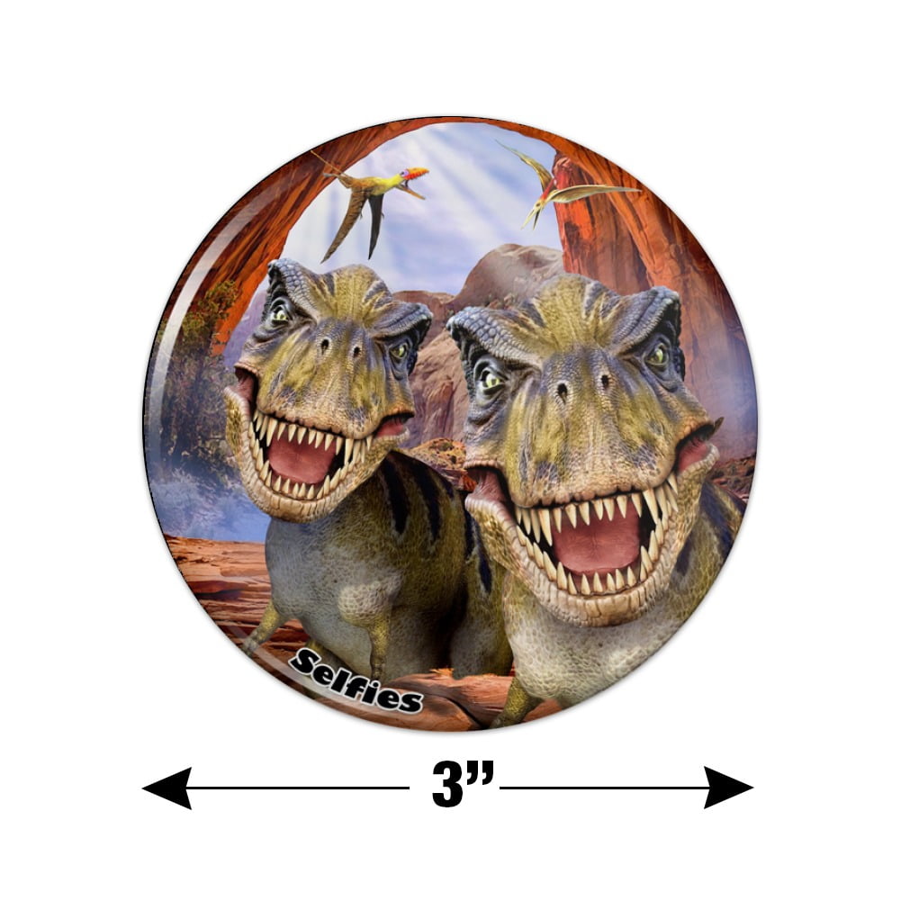 T-Rex Tyrannosaurus Jurassic Selfie Kitchen Refrigerator Locker Button Magnet 