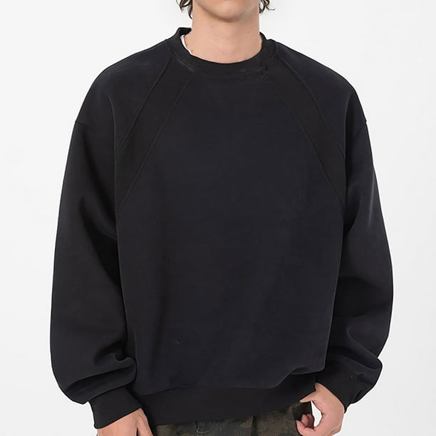 pstuiky camisas de manga larga para hombre, Blusas y sudaderas casuales de manga larga y cuello redondo de color liso para hombre top de hombre xxxxl