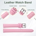 thumbnail image 3 of Correas de reloj de cuero Uxcell para hombres y mujeres, correa de reloj de liberación rápida de 14 mm, correa de reloj de cuero plana y delgada elegante con herramientas para correas, rosa, 3 of 7