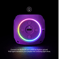 thumbnail image 3 of Incipio SpinBeats Wireless Bluetooth Speaker Portable Mini Speaker with RGB Lights, Spinning Top Design, Compact Pocket Size, Loud Clear Sound for Phone, Tablet, Laptop, Travel LED Speaker-Purple, 3 of 11