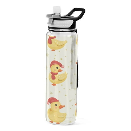 

Sports Water Bottle 1000ML Tritan Food Grade Clear Water Bottle Fitness Outdoor Sports BikeChristmas Duck Seamless