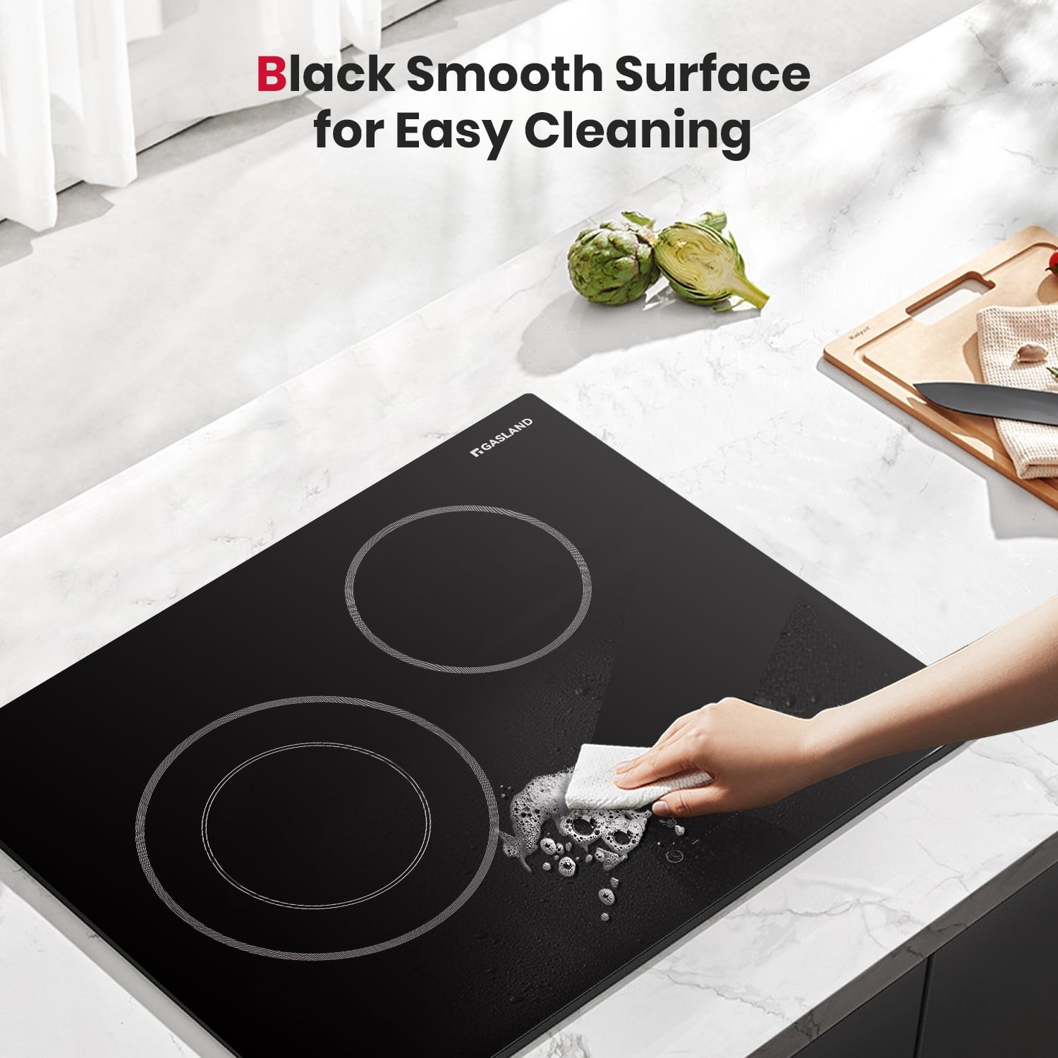 GASLAND 21 Inch 2 Burners Electric Cooktop, ETL Certificated, Built-in Radiant Ceramic Apartment Cooktop, 3700 W Electric Stove Top, 240 V