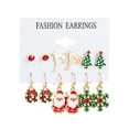 thumbnail image 5 of Deyuer 6Pairs/Set Christmas Earrings Festive Enamel Geometric Shiny Electroplating Decoration Jewelry Gifts Xmas Tree Elk Snowman Santa Claus Ear Studs Dangle Earrings, 5 of 8