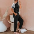 thumbnail image 3 of Baqcunre Lounge Sets for Women,Patchwork Short Sleeve O-neck Pullover Leisure Tops + Pants Set,Outfits for Women Womens Pajamas Pajama Set Womens Clothes Black L, 3 of 9