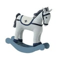 thumbnail image 3 of Christmas Rocking Horse Plush Toy Wooden Base Soft Festive Decor Ideal for Toddlers Holiday Nursery Shelf Display, 3 of 9