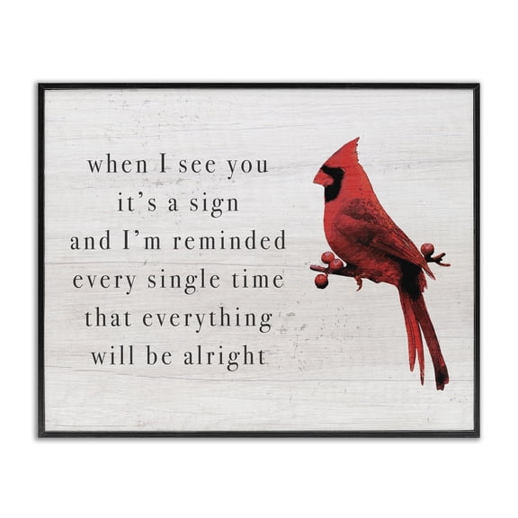 Stupell Industries Rustic Lodge When I See You Cardinal Phrase Black Framed Giclee Art, 14 x 11, by Lil' Rue