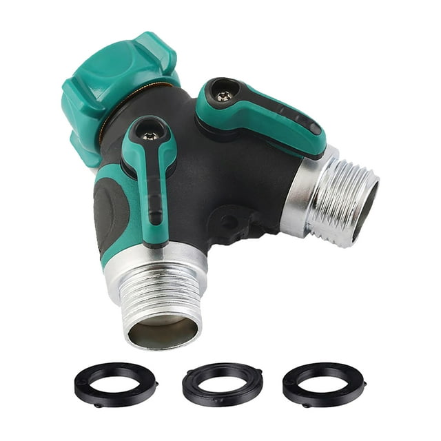 Mistaha 2 Way Garden Hose Splitters Y Way Faucet Diverter Tap Hose Connector Water Distributor with 2 Individual On-Off Switch 3 Washers