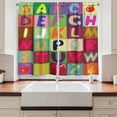 thumbnail image 2 of Ambesonne Alphabet Kitchen Curtains, ABC and Fruits Squares, 55"x45", Multicolor, 2 of 3