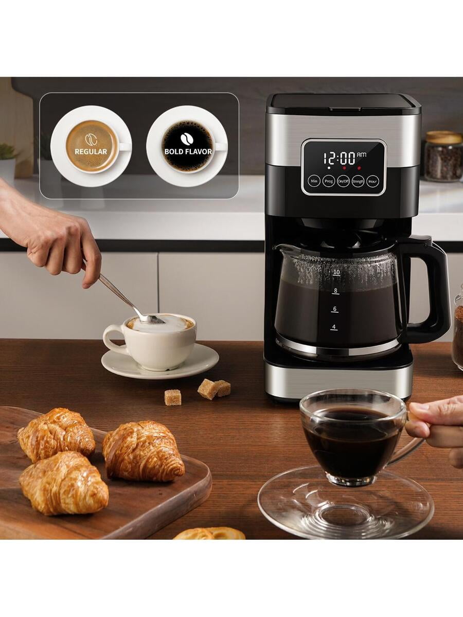 Coffee Maker, Programmable Drip Coffee Machine 10-Cup With Touch-Screen, Pause & Serve, 430 Stainless Steel,Black.